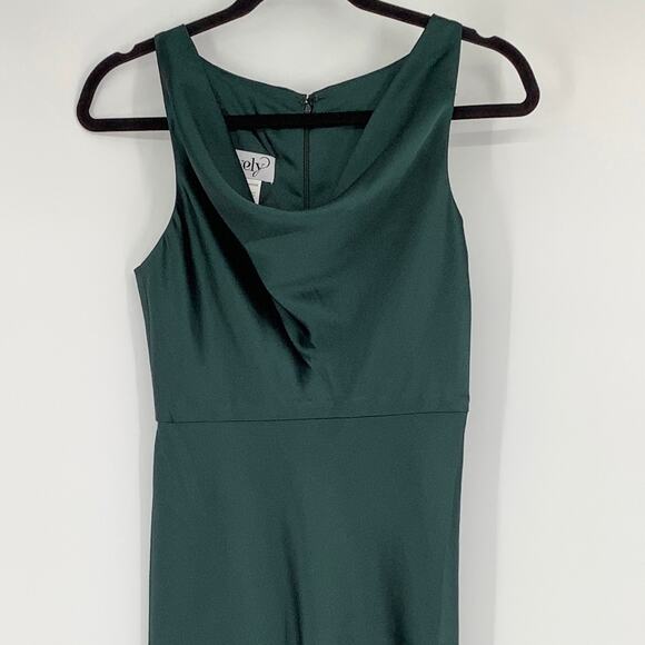 NEW! Lovely Size 0 Charmeuse Cowl-Neck Midi Tank Dress Evergreen $187 msrp J1-1 - Picture 7 of 10